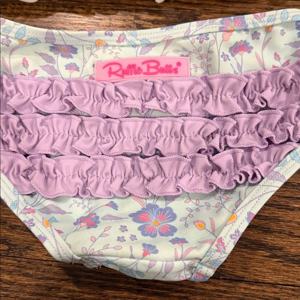 Ruffle Butts Blue & Purple Floral Bikini 12-18 Months